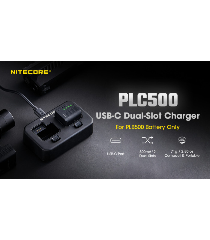 ΦΟΡΤΙΣΤΗΣ ΓΙΑ 2ΜΠΑΤΑΡΙΕΣ NITECORE PLB500 για ΦΑΚΟΥΣ NPL