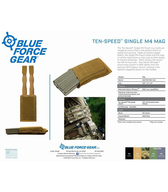 BLUE FORCE GEAR TEN-SPEED SINGLE M4 MAG POUCH