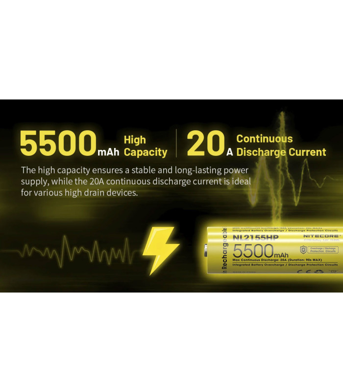 ΜΠΑΤΑΡΙΑ NITECORE 21700 / 5500mAh (τιμή τεμαχίου), NL2155HP