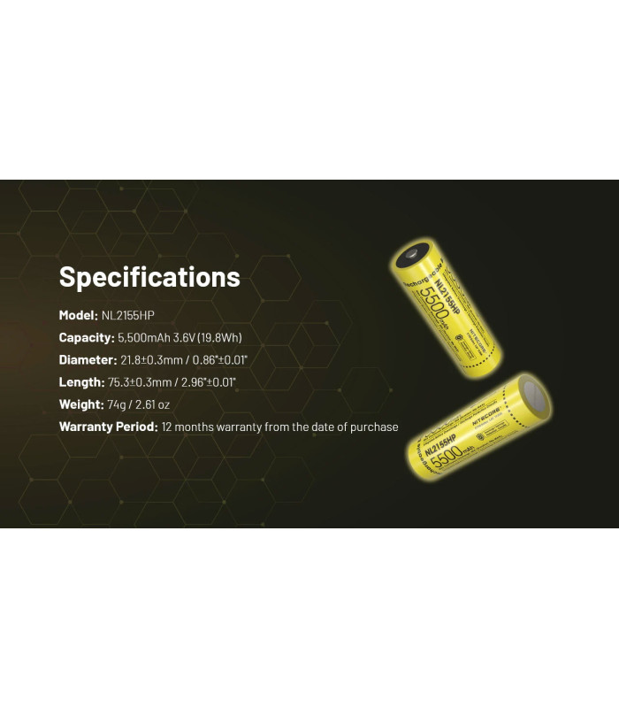ΜΠΑΤΑΡΙΑ NITECORE 21700 / 5500mAh (τιμή τεμαχίου), NL2155HP