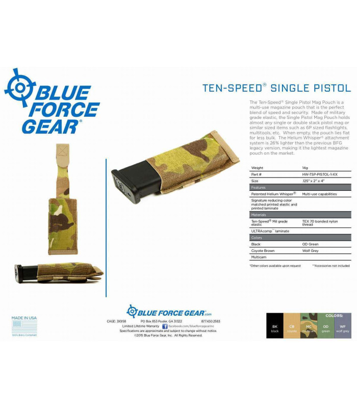 BLUE FORCE GEAR TEN-SPEED SINGLE PISTOL MAG POUCH