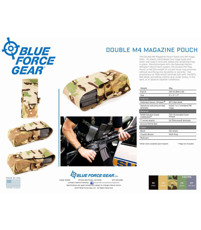 BLUE FORCE GEAR DOUBLE M4 MAGAZINE POUCH