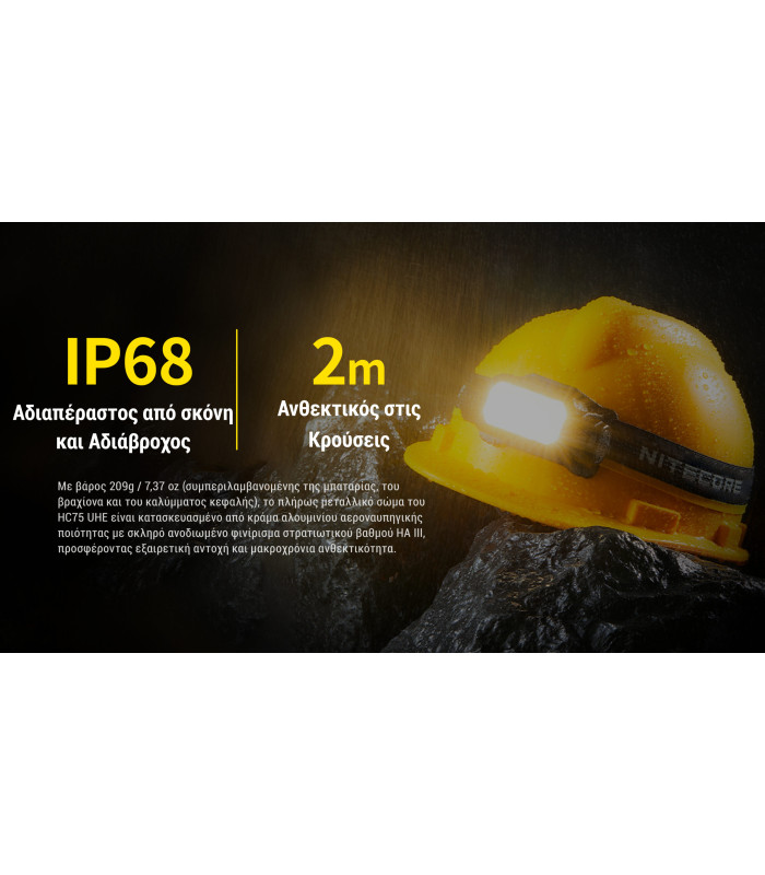 ΦΑΚΟΣ LED NITECORE HEADLAMP HC75 UHE, 3000 Lumens
