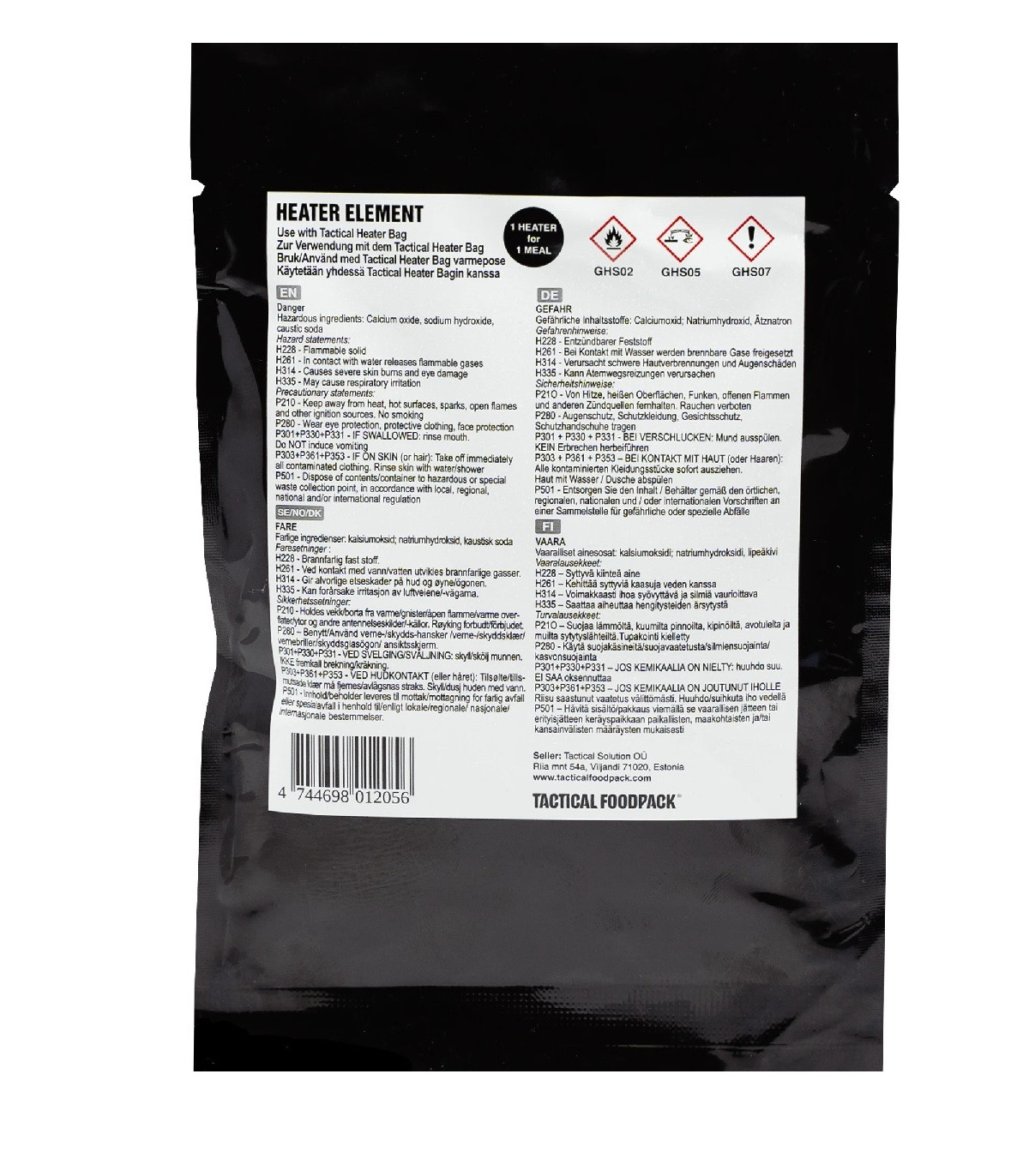 Tactical Foodpack Heater Element Self-Heating Meal Bag | Sabotage Oddal