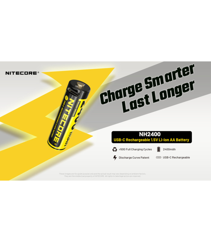 ΜΠΑΤΑΡΙΑ NITECORE Rechargable ΑΑ2400 1.5v Χ4 + Καλώδιο φόρτισης, NH2400