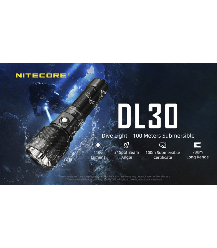 ΦΑΚΟΣ LED NITECORE DIVING LIGHT, DL30, 1100Lumens, IP68-100m Submersible
