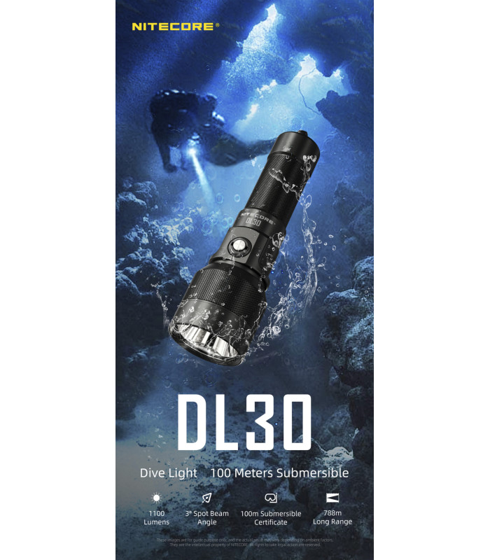 ΦΑΚΟΣ LED NITECORE DIVING LIGHT, DL30, 1100Lumens, IP68-100m Submersible