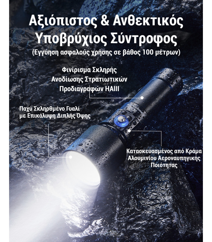ΦΑΚΟΣ LED NITECORE DIVING LIGHT, DL30, 1100Lumens, IP68-100m Submersible