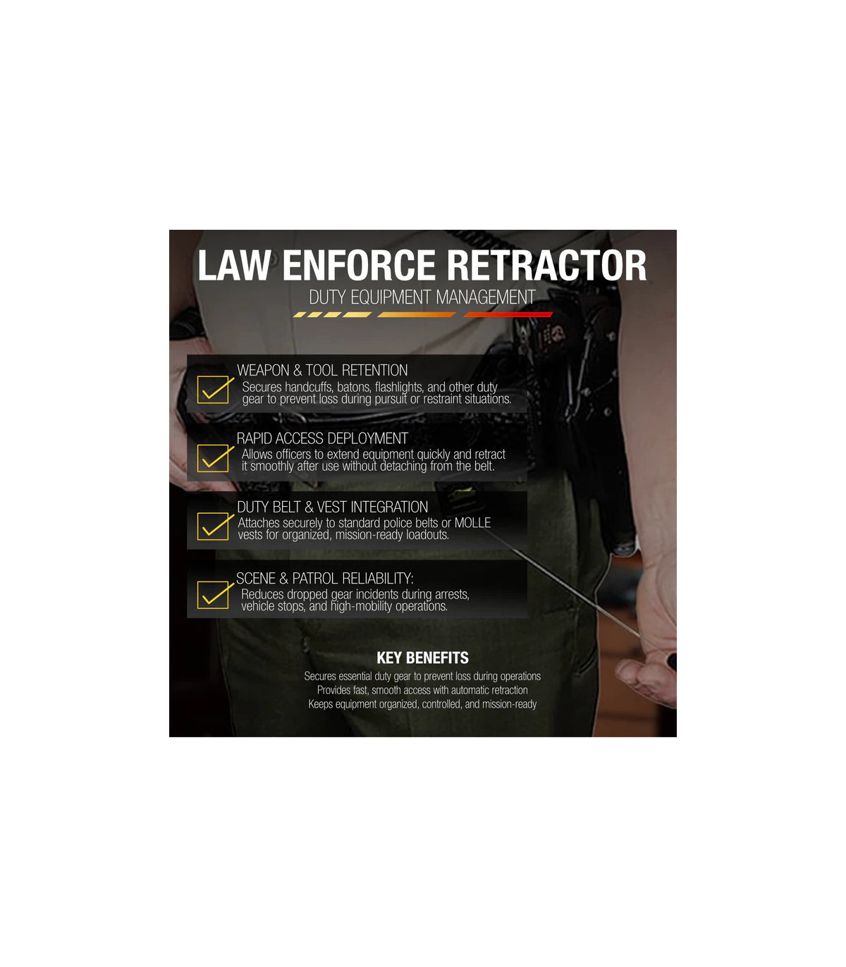 Gear Keeper Retractable Sidearm Tether Low Force MOLLE Mount | Sabotage Oddal
