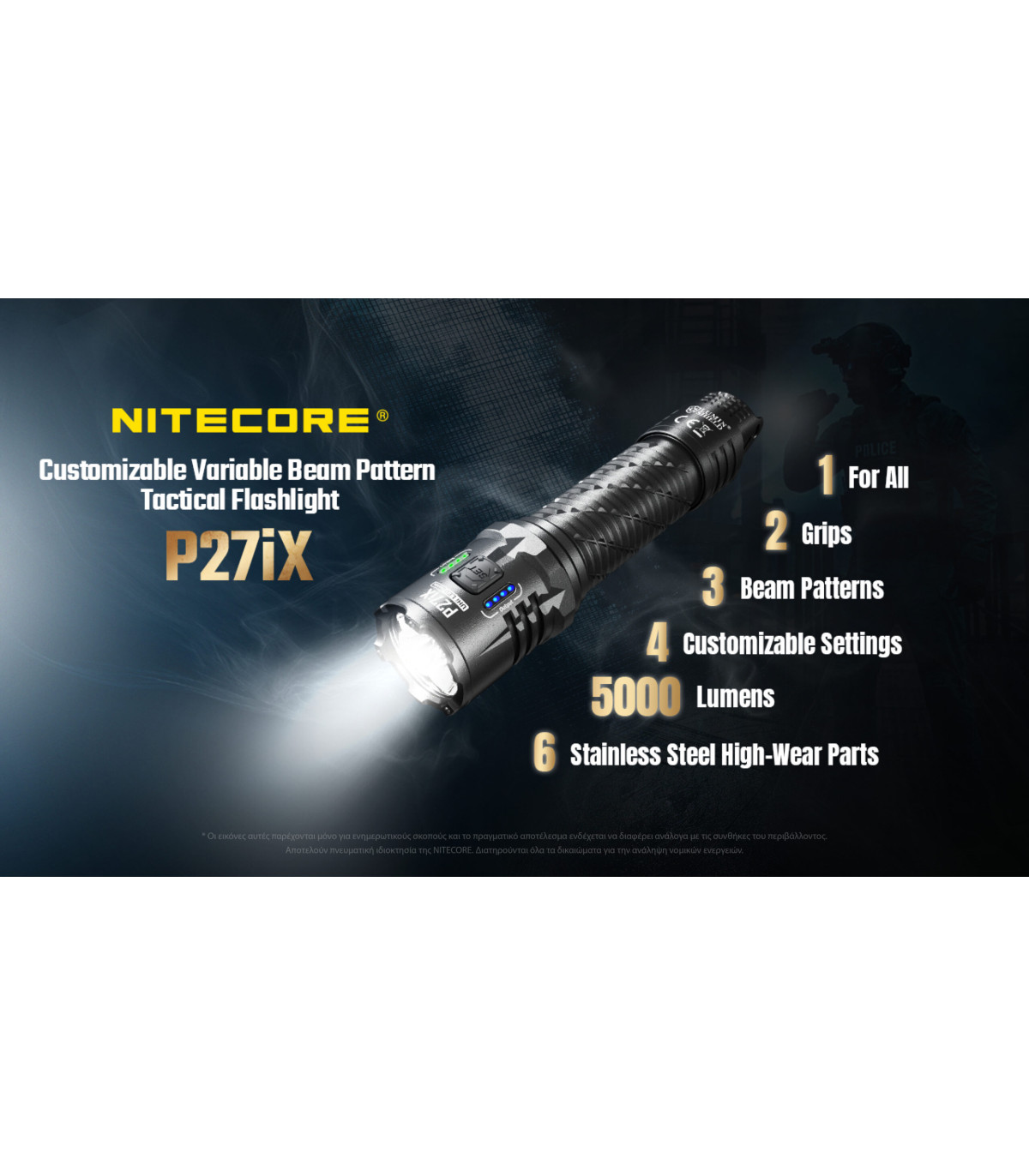 ΦΑΚΟΣ LED NITECORE PRECISE P27ix, Tactical Lumin Sield, Strobe ready, 5000lm