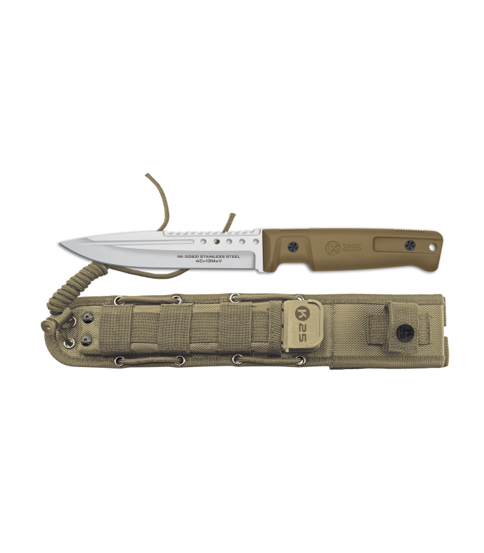ΜΑΧΑΙΡΙ K25 rubber handle tactical knife. TAN, 32821