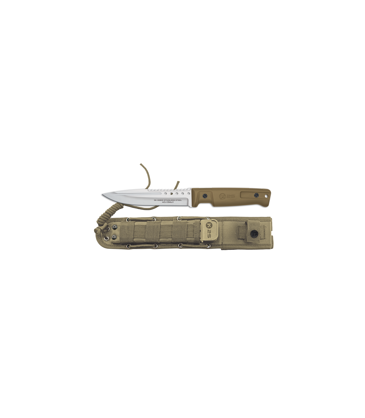 ΜΑΧΑΙΡΙ K25 rubber handle tactical knife. TAN, 32821