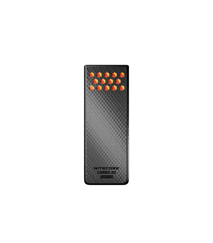 POWER BANK NITECORE CARBO 20, Carbon Fiber, Fast Charge, 65W MAX, ORANGE
