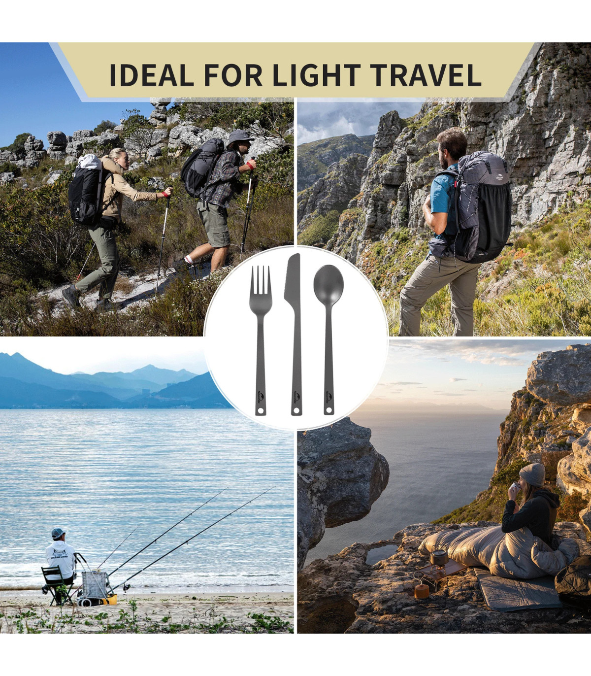 Σετ Μαχαιροπίρουνα Naturehike Noby Cutlery Set Titanium Camping | Sabotage Oddal