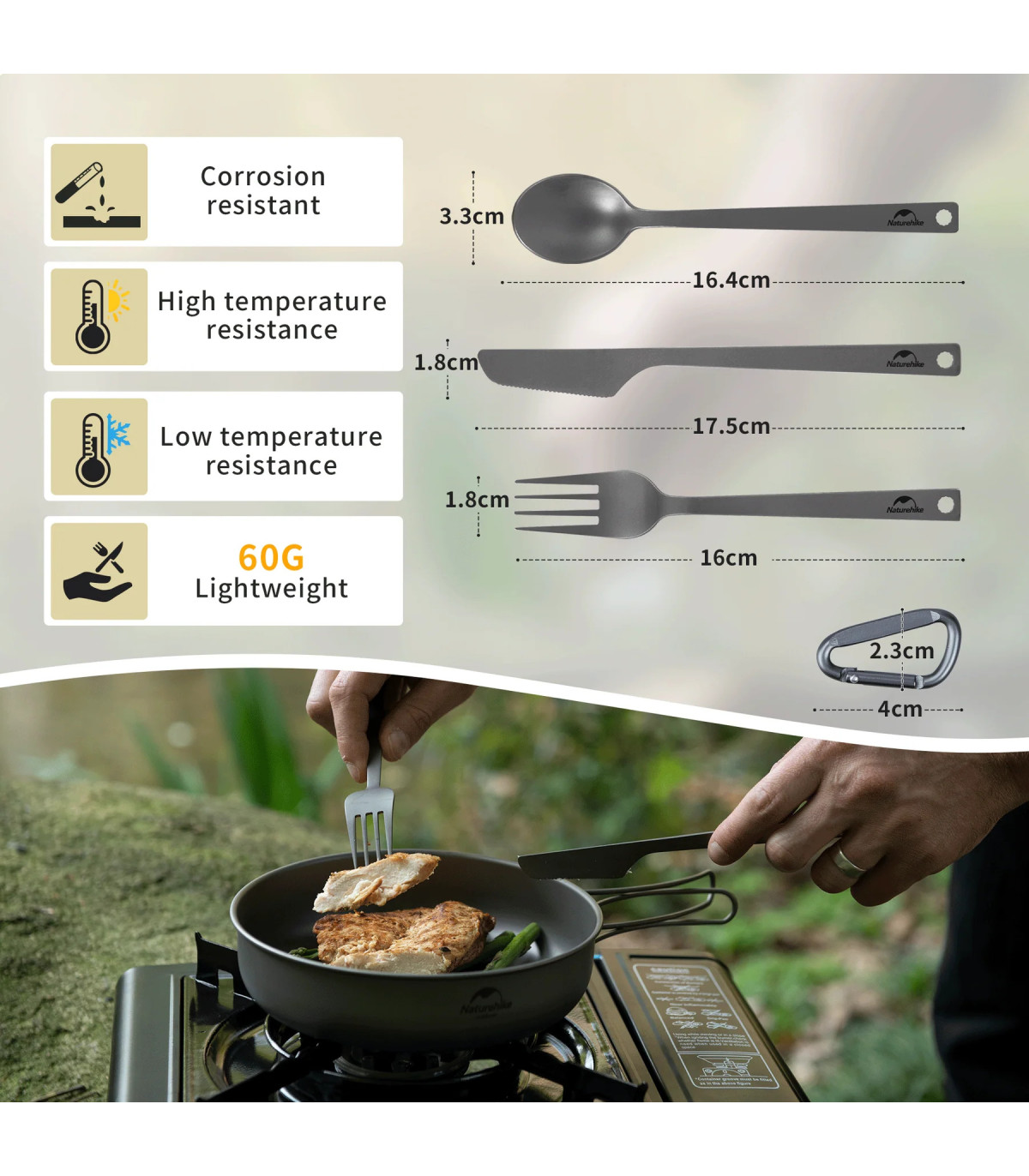 Naturehike Nobu Cutlery Set Titanium Camping | Sabotage Oddal