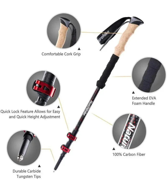 Μπατόν Πεζοπορίας Naturehike Tara Carbon Fiber Trekking Poles | Sabotage Oddal
