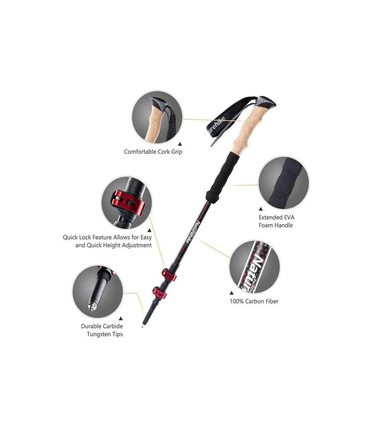 Μπατόν Πεζοπορίας Naturehike Tara Carbon Fiber Trekking Poles | Sabotage Oddal