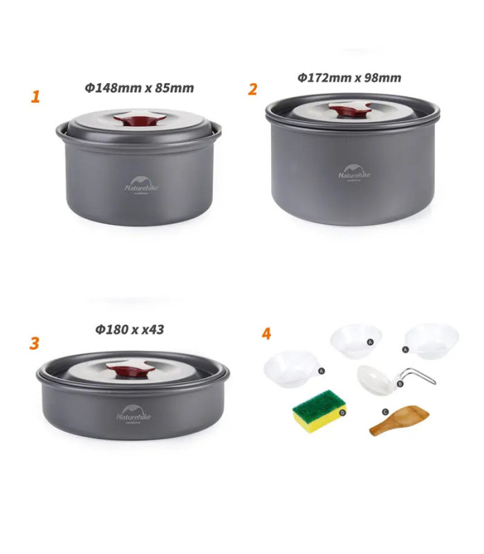 Σετ Μαγειρικής Naturehike Flay Camping Cookware  Set 4 σε 1 | Sabotage Oddal