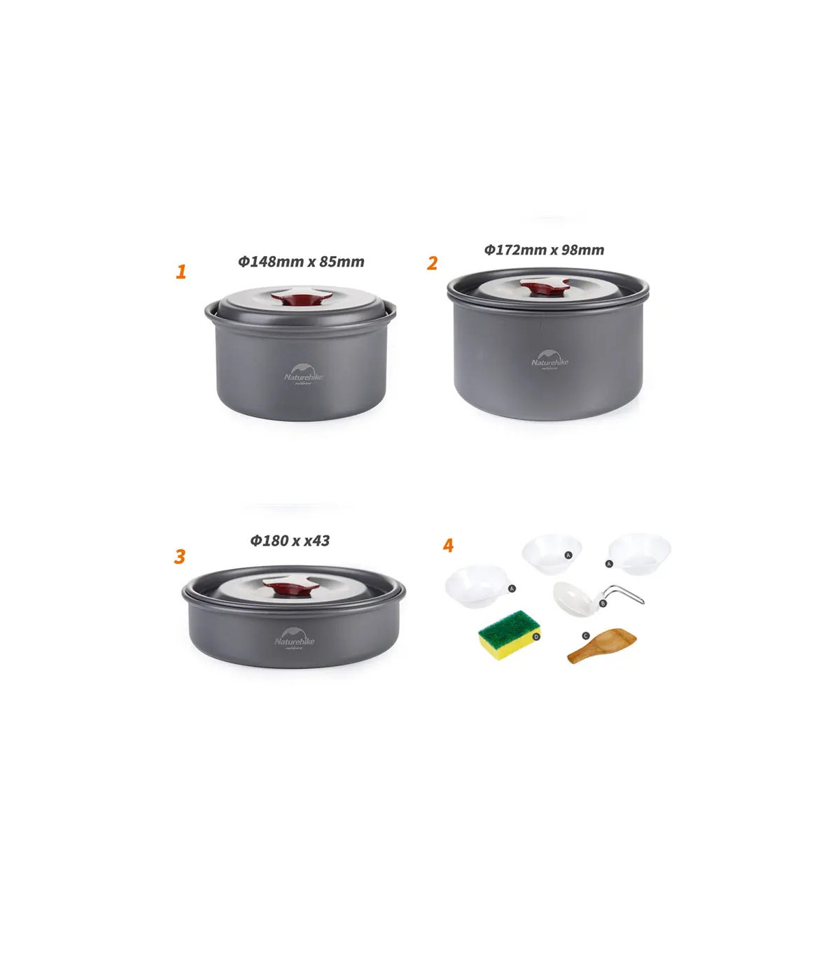 Naturehike Flay Camping Cookware Set 4 in 1 | Sabotage Oddal