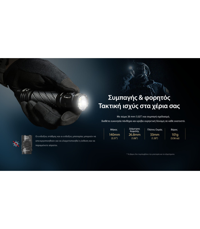 ΦΑΚΟΣ LED NITECORE PRECISE P17ix, Tactical Lumin Sield, Strobe ready, 5000lm