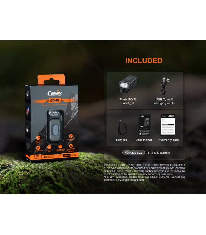 Φακός Fenix E04R Επαναφορτιζόμενος Με USB