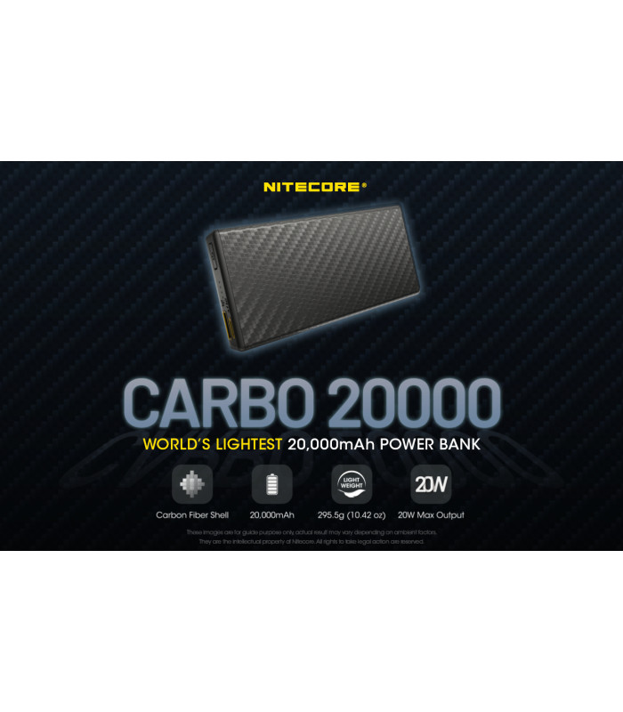 POWER BANK NITECORE CARBO 20000 Carbon Fiber, Fast Charge