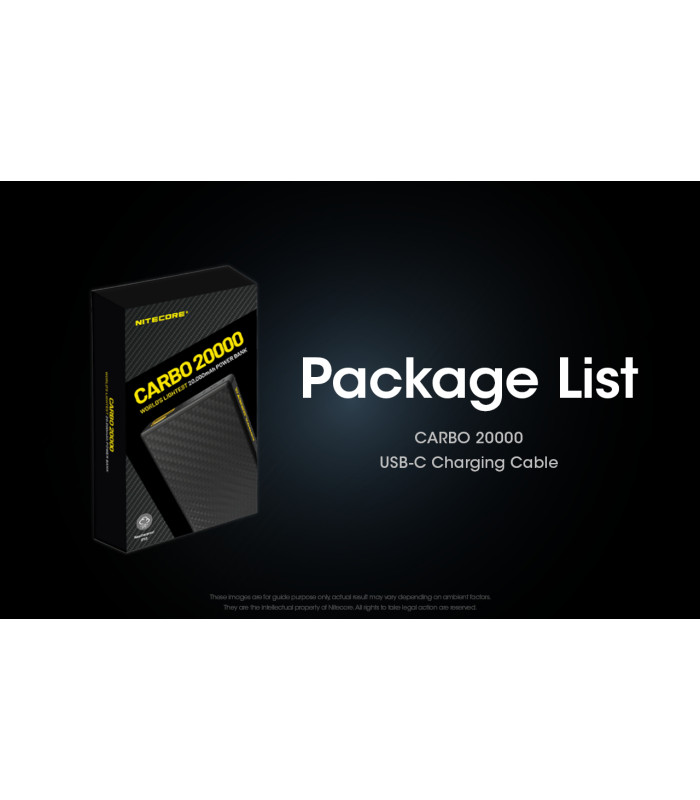 POWER BANK NITECORE CARBO 20000 Carbon Fiber, Fast Charge