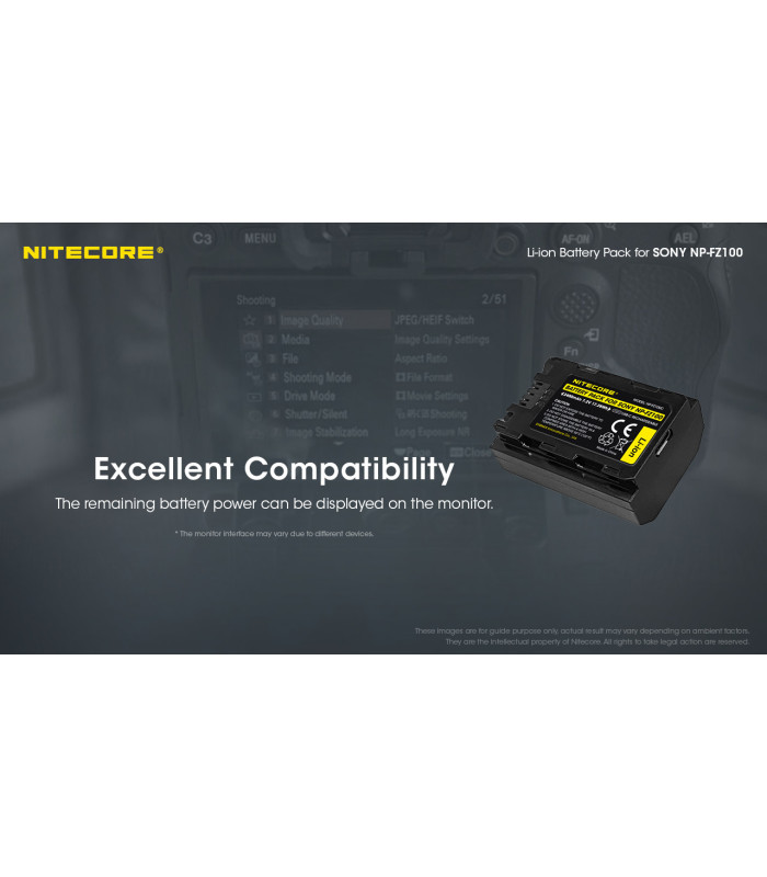 ΜΠΑΤΑΡΙΑ NITECORE for SONY NP-FZ100C, 7.2V , 2400mAh, 17.28Wh