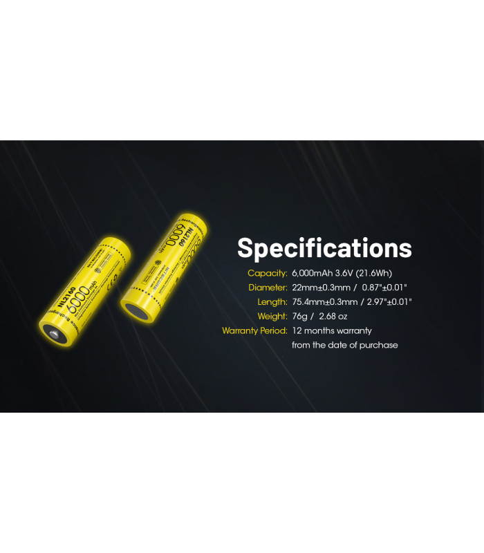 ΜΠΑΤΑΡΙΑ NITECORE 21700/ 6000mAh (τιμή τεμαχίου)