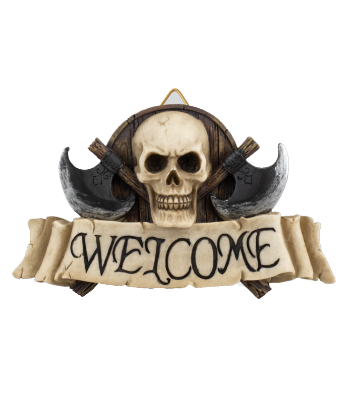 ΦΙΓΟΥΡΑ TOLE10 Resin decoration. "Welcome". Skull-Axes 17,50x10 cm, 39707