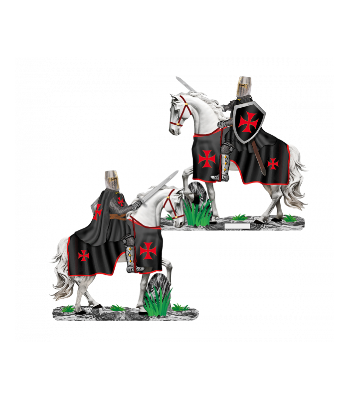 ΦΙΓΟΥΡΑ TOLE10 White horse. Black Templar with sword. 8cm, 39574