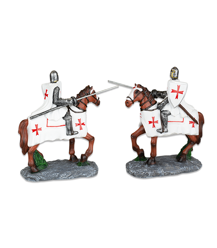 ΦΙΓΟΥΡΑ TOLE10 Brown horse. White Templar Knight. Spear 12cm, 39547