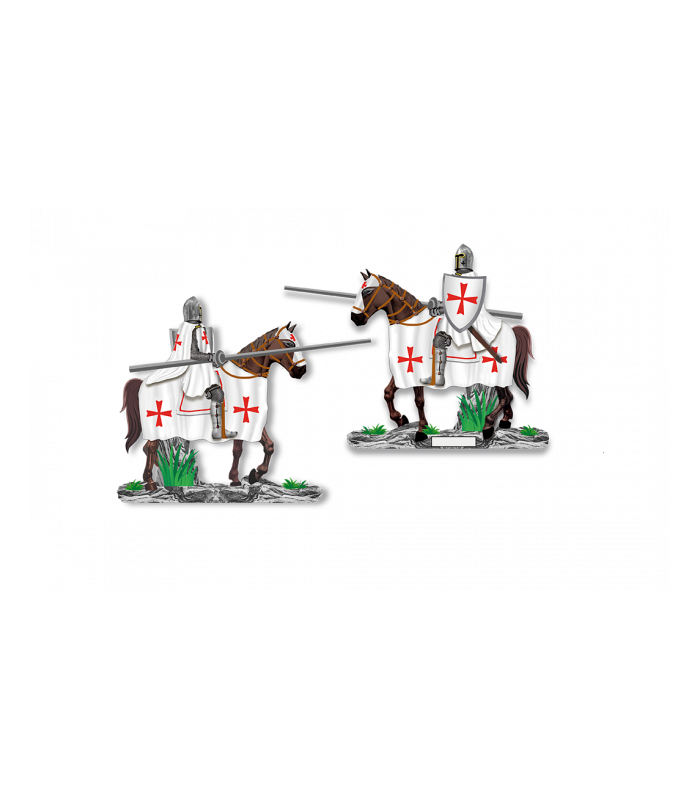 ΦΙΓΟΥΡΑ TOLE10 Brown horse. White Templar Knight. Spear 8cm, 39545