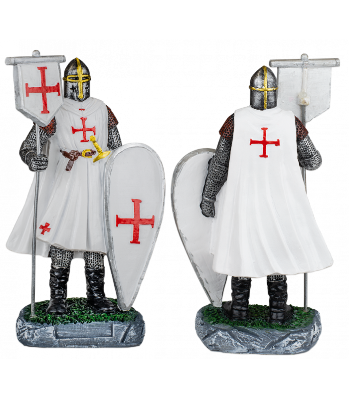 ΦΙΓΟΥΡΑ ΔΙΑΚΟΣΜΗΤΙΚΟ TOLE10 Shield-flag resin white Templar. 8 cm, 39501