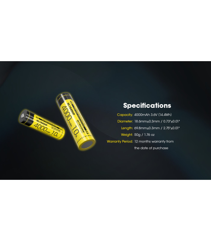 ΜΠΑΤΑΡΙΑ NITECORE 18650 / 4000mAh (τιμή τεμαχίου), NL1840HP