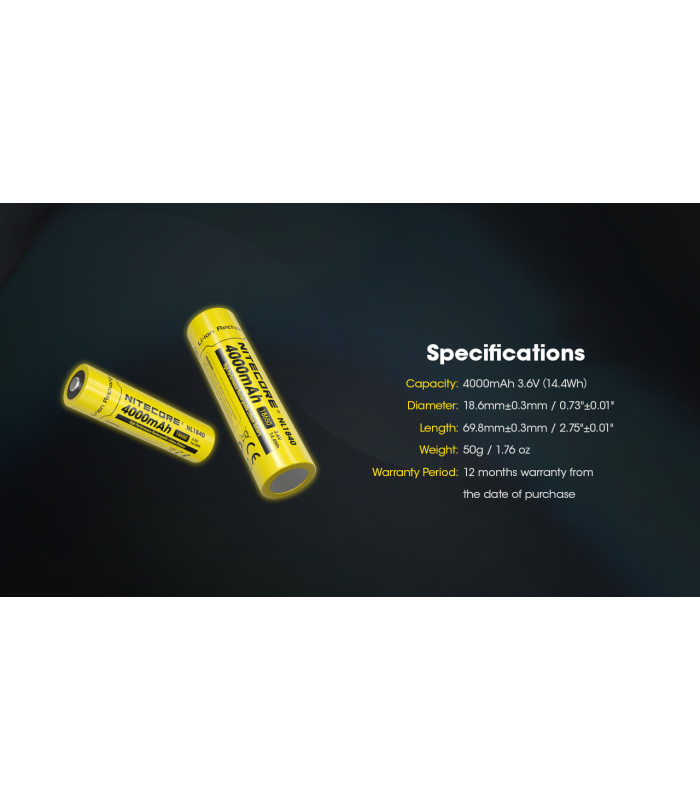 ΜΠΑΤΑΡΙΑ NITECORE 18650 / 4000mAh (τιμή τεμαχίου), NL1840