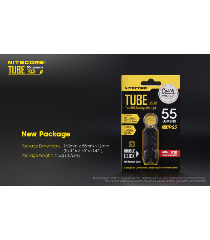 ΦΑΚΟΣ LED NITECORE TUBE s/n, Transparent, V2.0, 55lumens