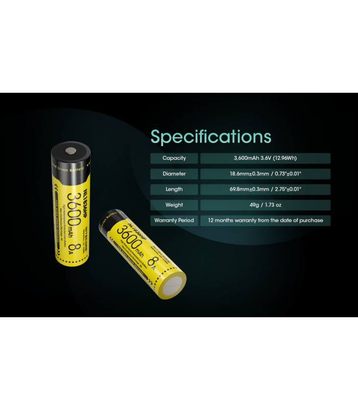 ΜΠΑΤΑΡΙΑ NITECORE 18650 / 3600mAh (τιμή τεμαχίου), NL1836HP