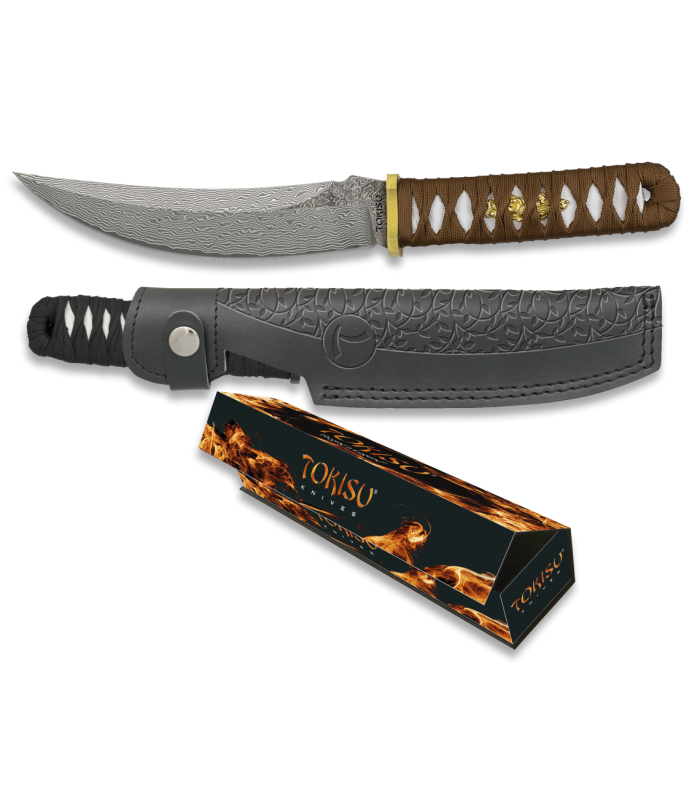 ΜΑΧΑΙΡΙ TOKISU Damask knife 15.30cm CNC. Leather sheath, 32624