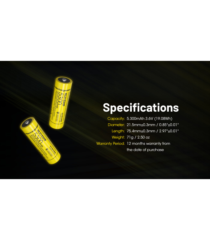 ΜΠΑΤΑΡΙΑ NITECORE 21700/ 5300mAh / HP (τιμή τεμαχίου)