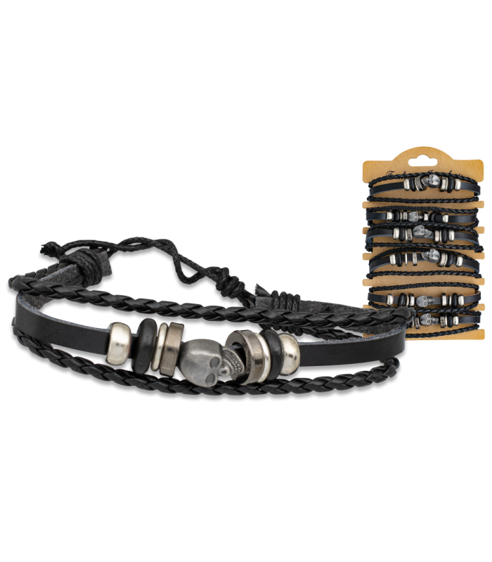 ΒΡΑΧΙΟΛΙ ΔΕΡΜΑΤΙΝΗ SKULL BRACELET, 16210