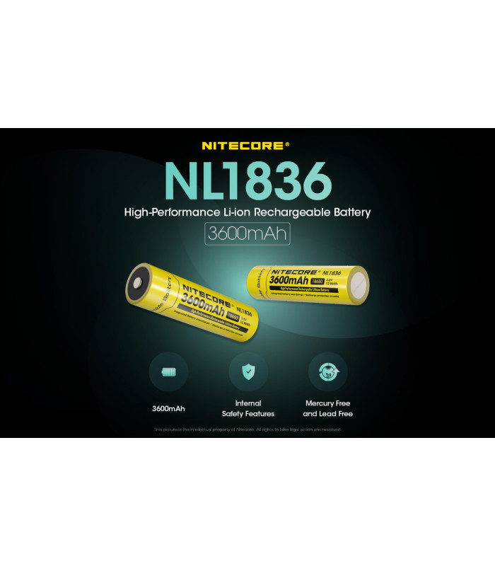 ΜΠΑΤΑΡΙΑ NITECORE 18650 / 3600mAh (τιμή τεμαχίου), NL1836