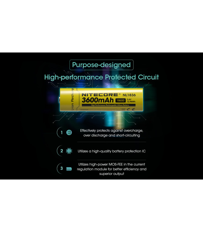 ΜΠΑΤΑΡΙΑ NITECORE 18650 / 3600mAh (τιμή τεμαχίου), NL1836