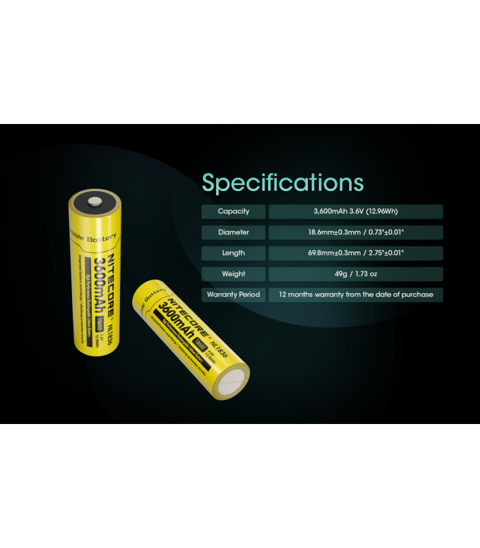 ΜΠΑΤΑΡΙΑ NITECORE 18650 / 3600mAh (τιμή τεμαχίου), NL1836