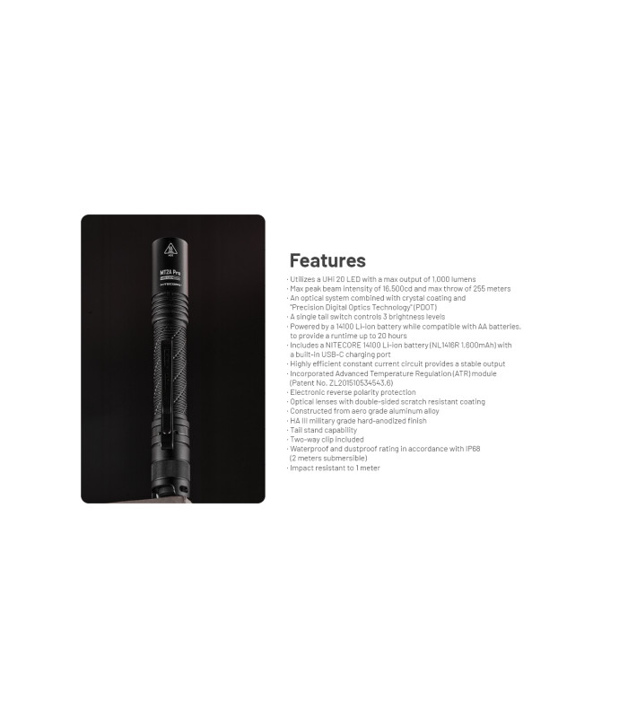 ΦΑΚΟΣ LED NITECORE MULTI TASK MT2APRO,1000lumes + NL1416R