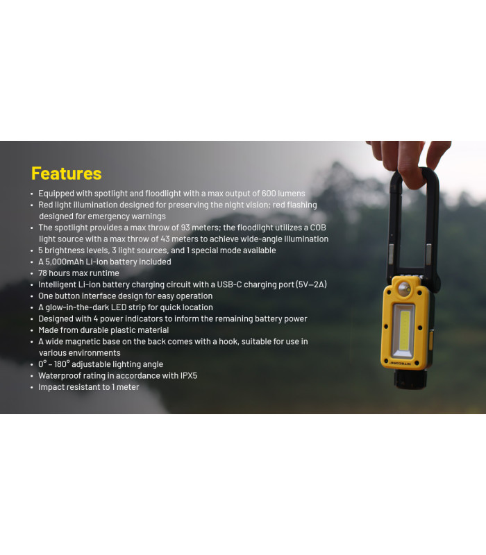 ΦΑΚΟΣ LED NITECORE Multifunctional Triple Output Work Light, NWL20