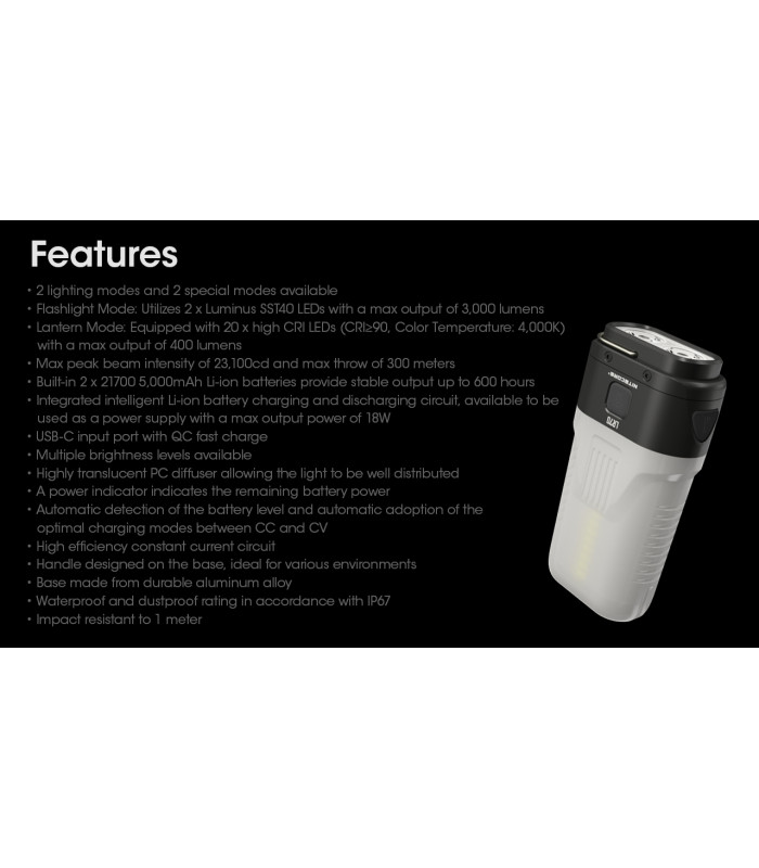 ΦΑΚΟΣ LED NITECORE L series LR70, 3-in-1