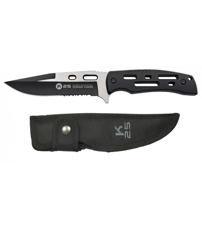 ΜΑΧΑΙΡΙ K25, Black knife/ Mixed blade with saw, 32608
