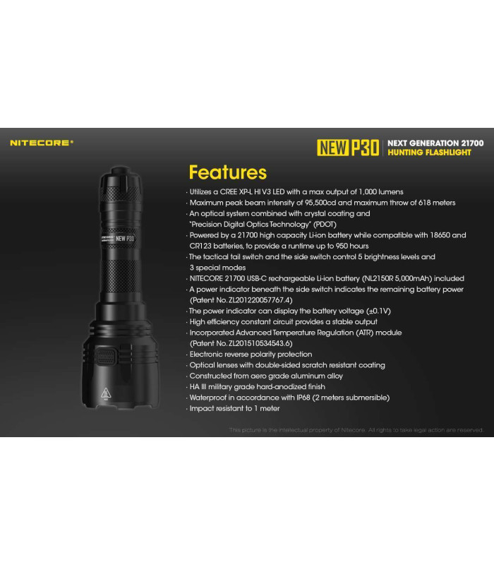 NITECORE P30 NEW + NL2150R