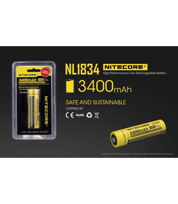 NITECORE NL 1834 BATTERY 18650 - 3400 mAh